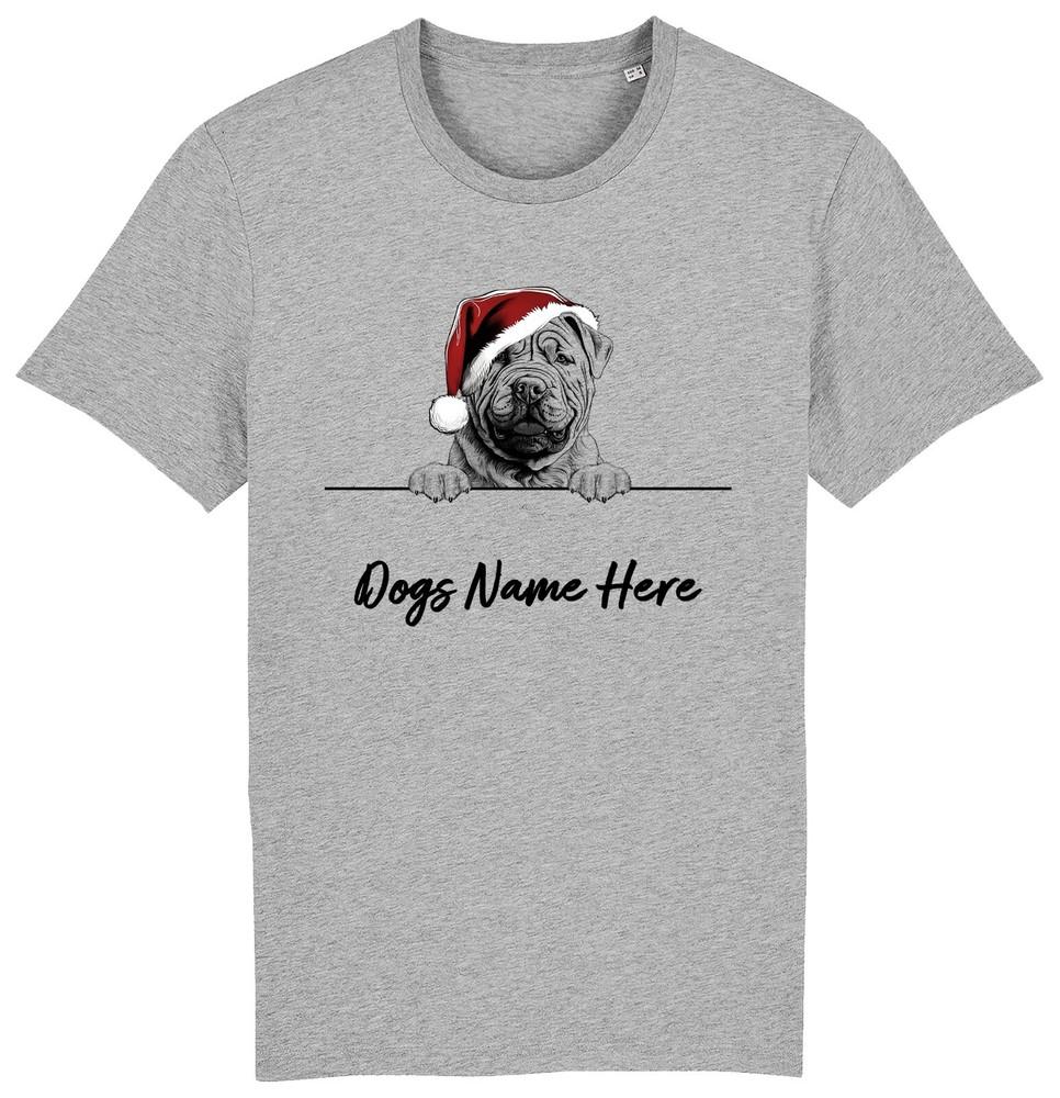 

SHAR PEI Personalised Christmas Dog T-Shirt Mens Womens Kids DogS Name Pet Gift XL