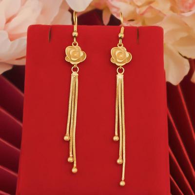 Orecchini con nappa rosa: Gioielli alla moda placcati in oro 24 carati, durevoli e resistenti allo sbiadimento per donna