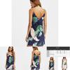 Sidefeel Women V Neck Halter Tropical Plants Printed Casual Dress For Elegant Summer Occasions