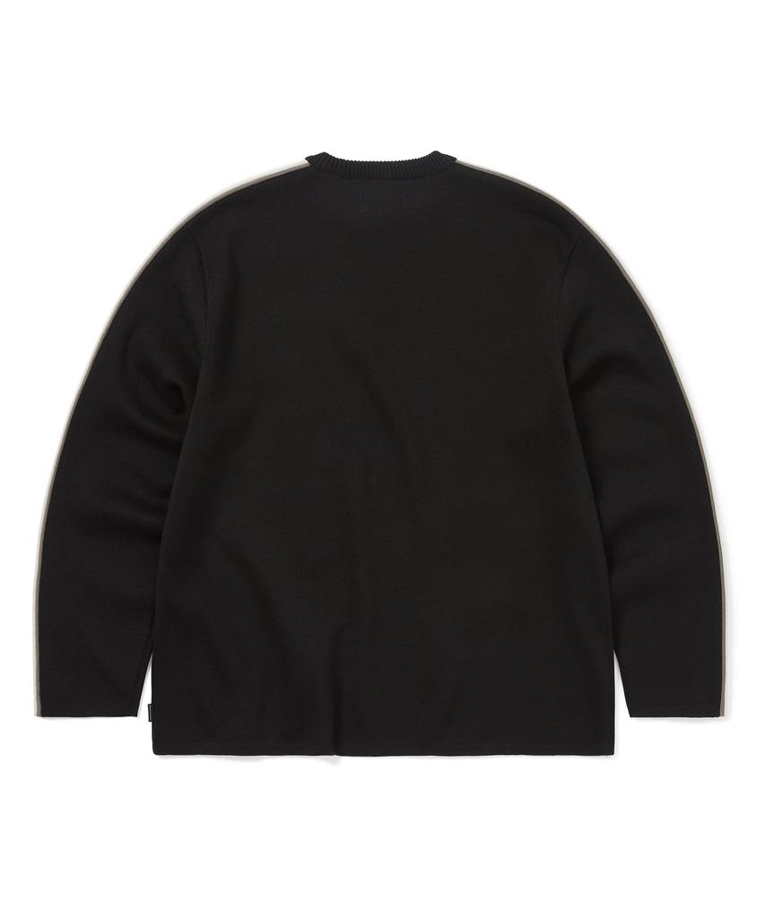 THISISNEVERTHAT Striped Sleeve Knit Crew Black