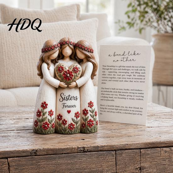 Best Friend Statue Sisterhood Statue Sisters Forever Handcrafted Resin Sculpture with 2 Sister Bond Decoration 3 4 Figurines Friendship Gifts for