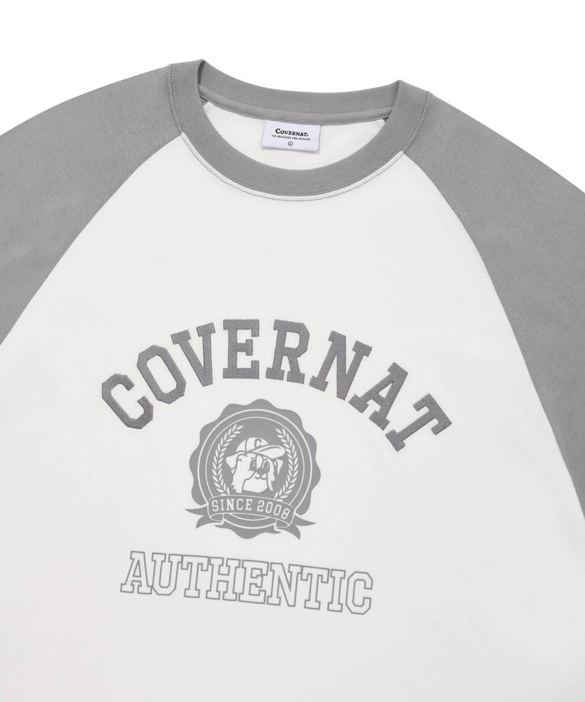 COVERNAT Border Collie Emblem Raglan Long Sleeve Grey