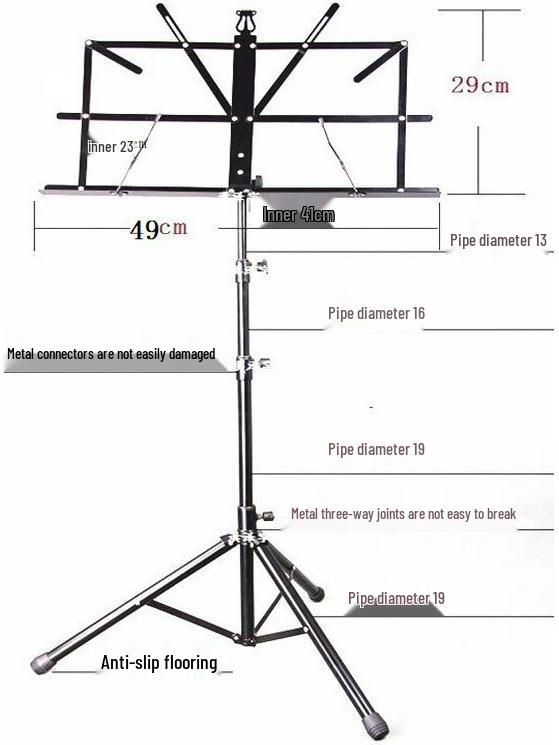 Adjustable Portable Music Stand for Instruments: Piano, Guzheng, Ukulele, Erhu, Guitar. Desktop & Vertical Folding Design.
