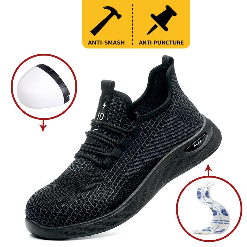 Men's Safety Shoes, Breathable Work Sports Shoes, Puncture And Smash Resistant Work Boots, Safety Protective Shoestactical Boots