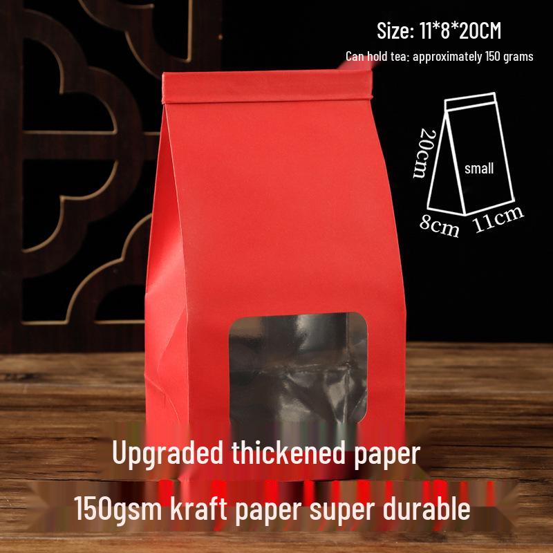 Custom Kraft Paper Tea Bag with Transparent Window and Self-Sealing Aluminum Foil Wire Seal