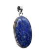 Lapis Lazuli Natural Gemstone Antique Silver Plated Pendant 2.5" J 1646