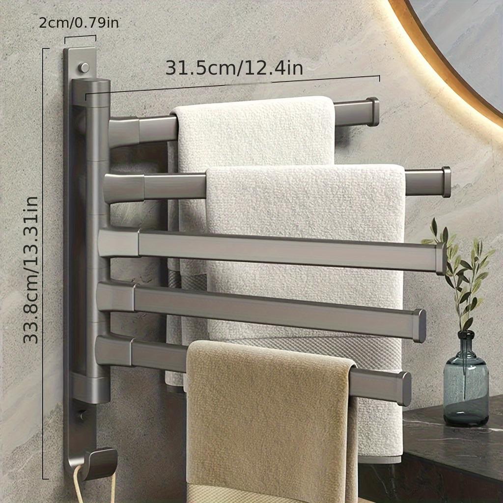 1 buc Suport rotativ pentru prosoape din aluminiu, Suport pentru prosoape montat pe perete în colț, economisitor de spațiu, Bară metalică rotativă lină, Diverse stiluri disponibile pentru decorarea băii