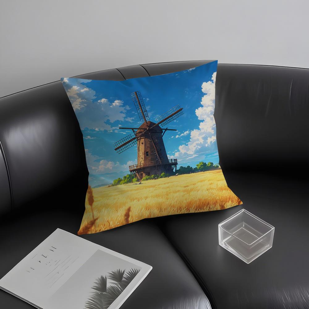 Windmill Fashion Cushion Cover Pillowcase Ultra Soft Skin Friendly Fabric Cloud Like Comfort & Concealed Zipper