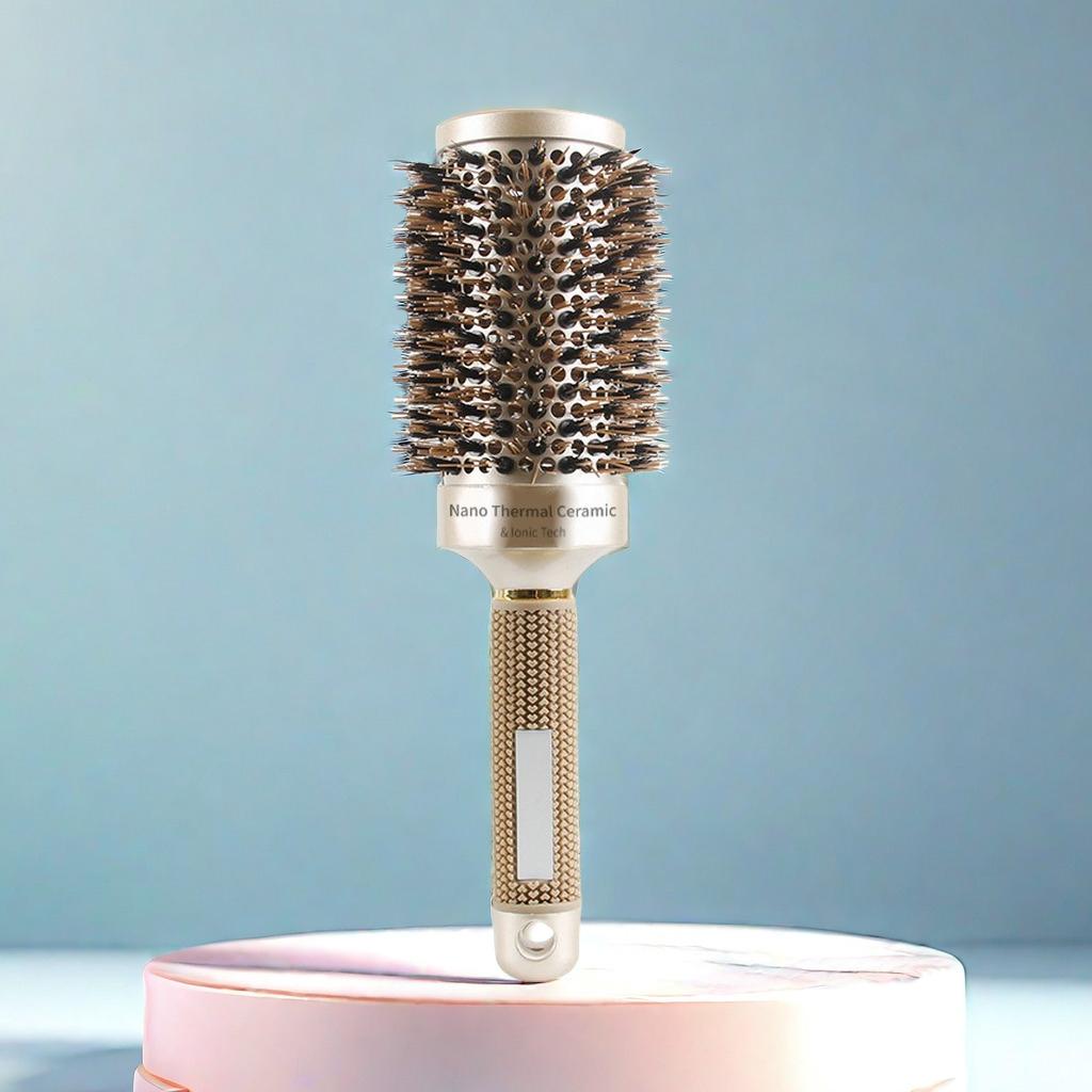 Brosse de coiffure ionique en poils de sanglier pour sèche-cheveux, brosse ronde en céramique pour sèche-cheveux
