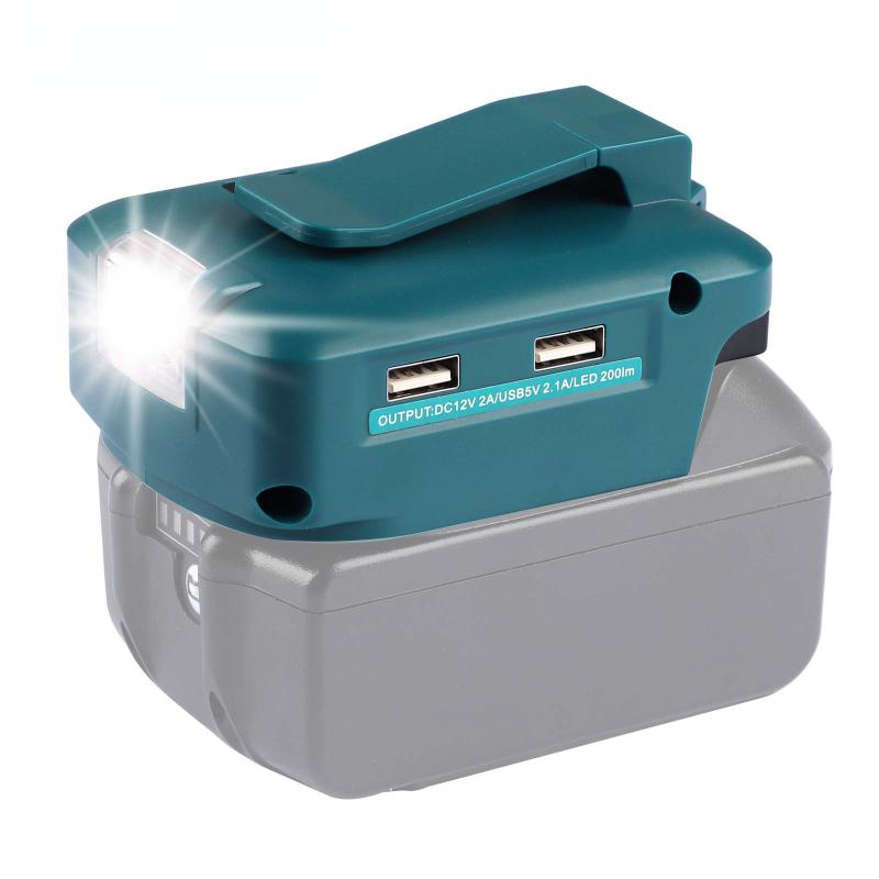For Makita 14.4V/18V Lion Battery Dual USB converter Port with LED Light Spotlight Outdoor Flashlight for Makita Batteries