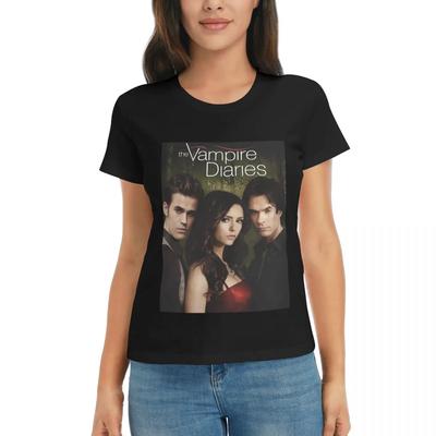 Camiseta para Mujer The Vampire Diaries Damon Salvatore Verano Manga Corta Camisetas Cuello Redondo Camisetas de Algodón Ropa Tops Streetwear