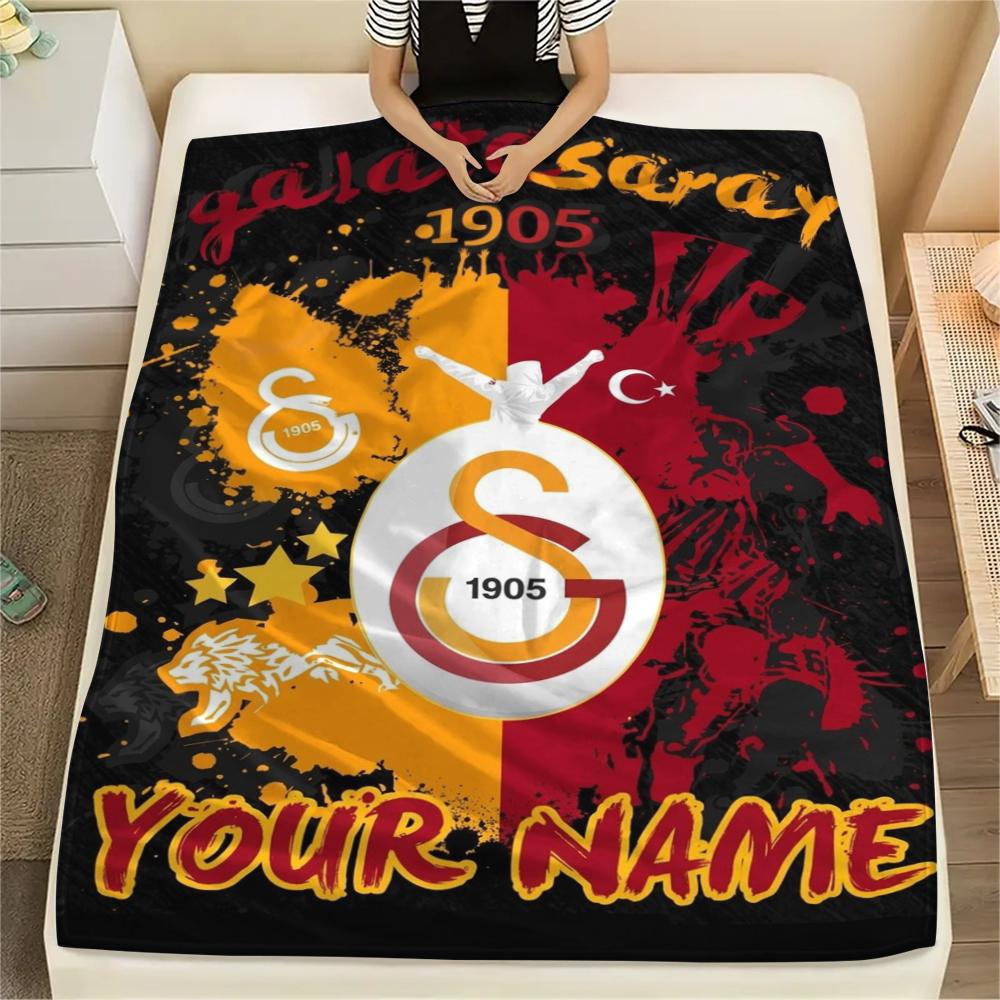 1PC Custom Name Galatasaray Patterned Flannel Blanket Suitable For All Seasons for Home Decor Warmth and Comfort Gifts Holiday Present