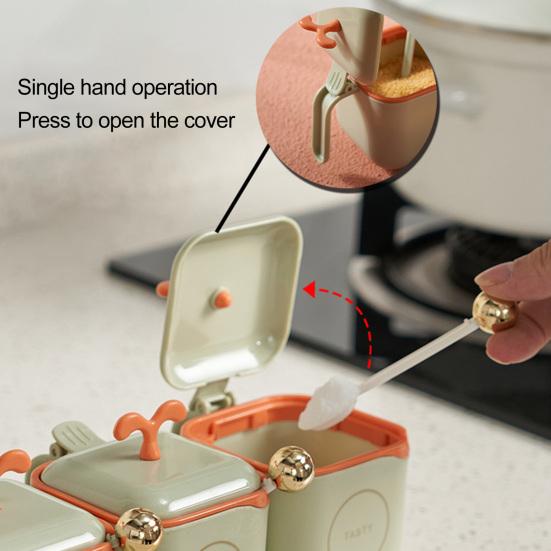 1 Set Seasoning Box Large Capacity Good Sealing Dust-proof Salt Spice Storage Box Home Supply
