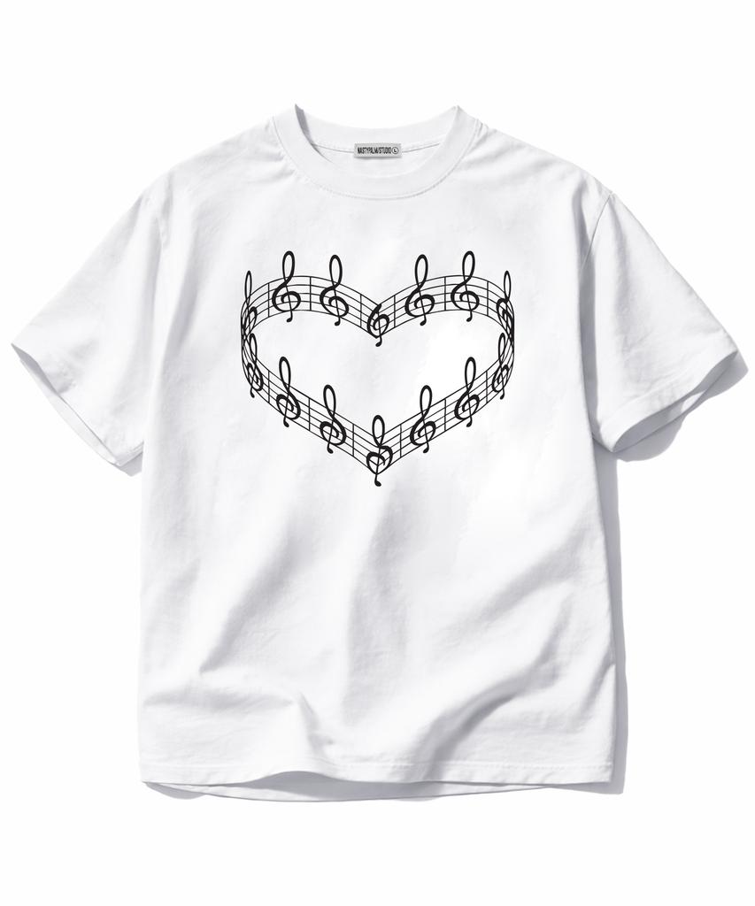NP STUDIO Heart Music Oversized Short Sleeve T-Shirt [ 2 Colors ]