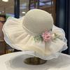 Straw Hat Women's Seaside Beach Wavy Edge Big Brim Sunshade Sunscreen Hat Summer New French Lace Flower