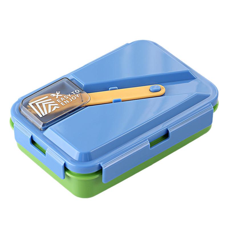 Nordic-Style Stainless Steel Lunch Box with Compartments, Fork, and Spoon - Microwave Safe