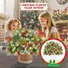 Lighted Artificial Christmas Urn Filler Battery Powered Pre-lit Xmas Pine Trees with LED Lights And Tripod Stake Holiday Planter Filler for Porch Yard