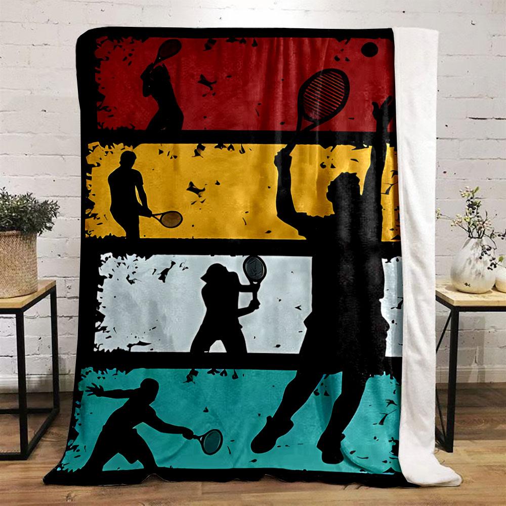 Tennis Silhouette Blanket for All Seasons Blanket Lunch Break Throw Gift