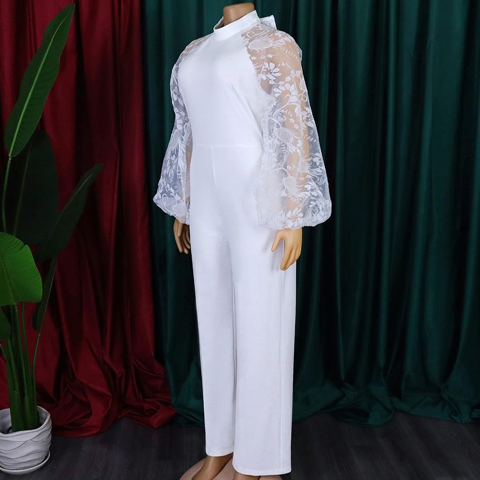 Elegant Jumpsuits Rompers Women O Neck Long Sleeve Belt Straight Party Overalls Clothes OL Woman Pants