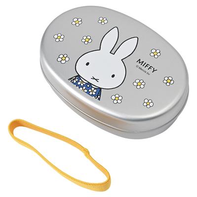 Kutsuwa Miffy Detský obedový hliníkový bento box, Š14 x D9,9 x V4,5 cm, 350 ml, Séria, MF958, Miffy a Kvetina, Vyrobené v Japonsku,