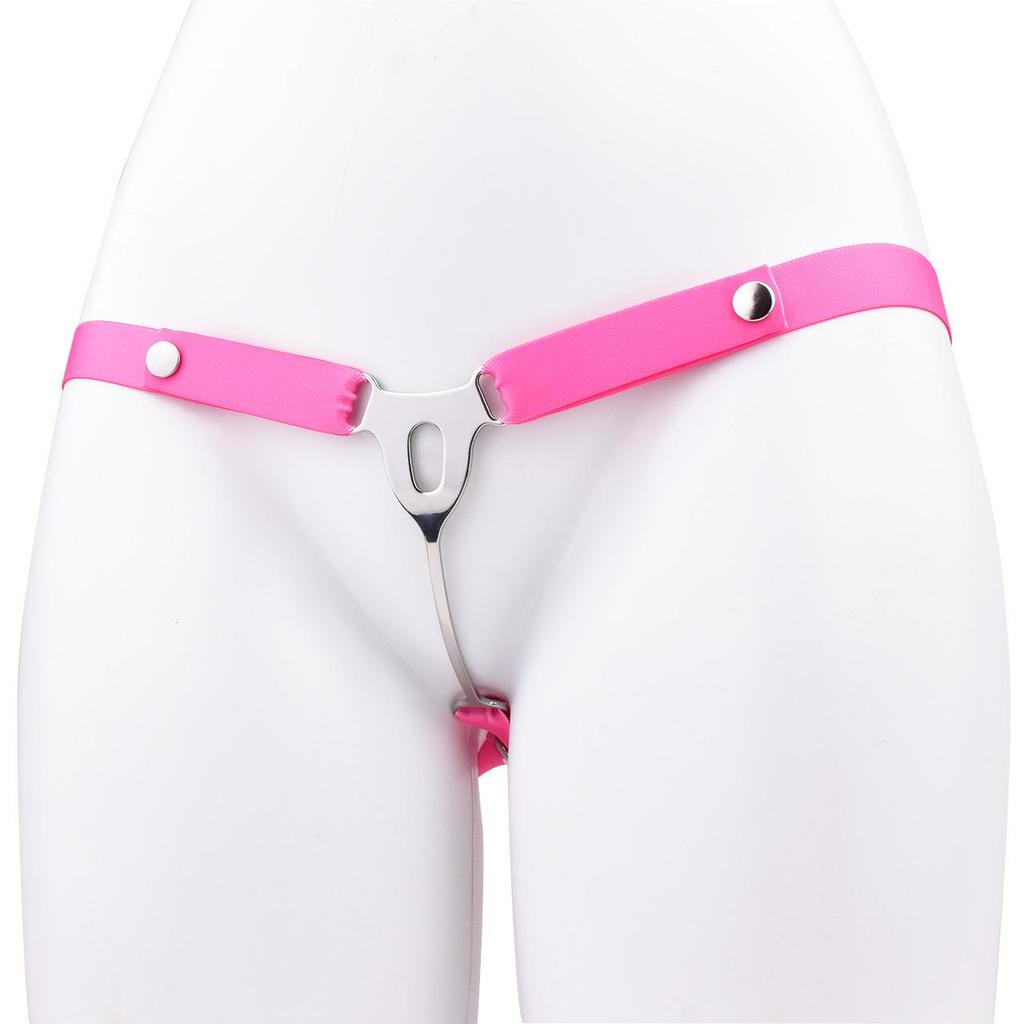 FRRK Metallkäfig für männliche Keuschheit mit Imitation Vagina für Transgender und kleine Penisse, Gebogener Haken Klebe-Typ CB-Schloss.
