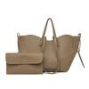 Fashi 2-in-1 Leder-Tragetaschen-Set für Damen, Große Schultertasche mit Litschi-Muster und passender Tasche für Arbeit, Einkaufen & Reisen