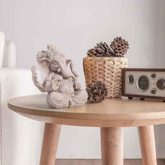 Sandstone Hindu Elephant Statue Ganesha Buddha Sculpture Figurine Home Decor