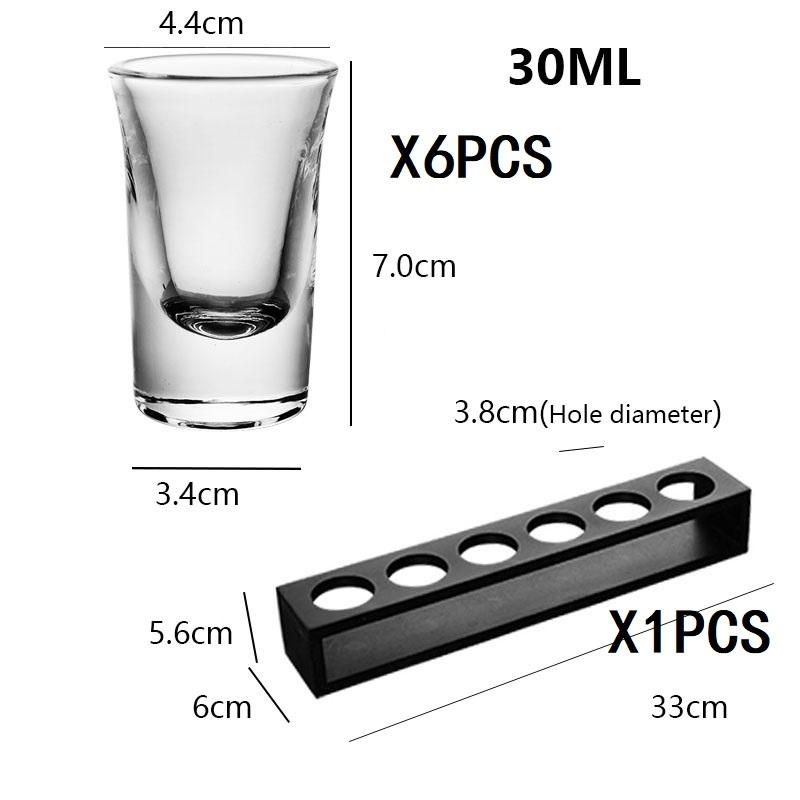 6pcs 30ml Shot Glass Set Heavy Base Clear Double Whisky Brandy Vodka Rum Tequila Glass Cup Bar Party Wine Glasses Creative Gifts