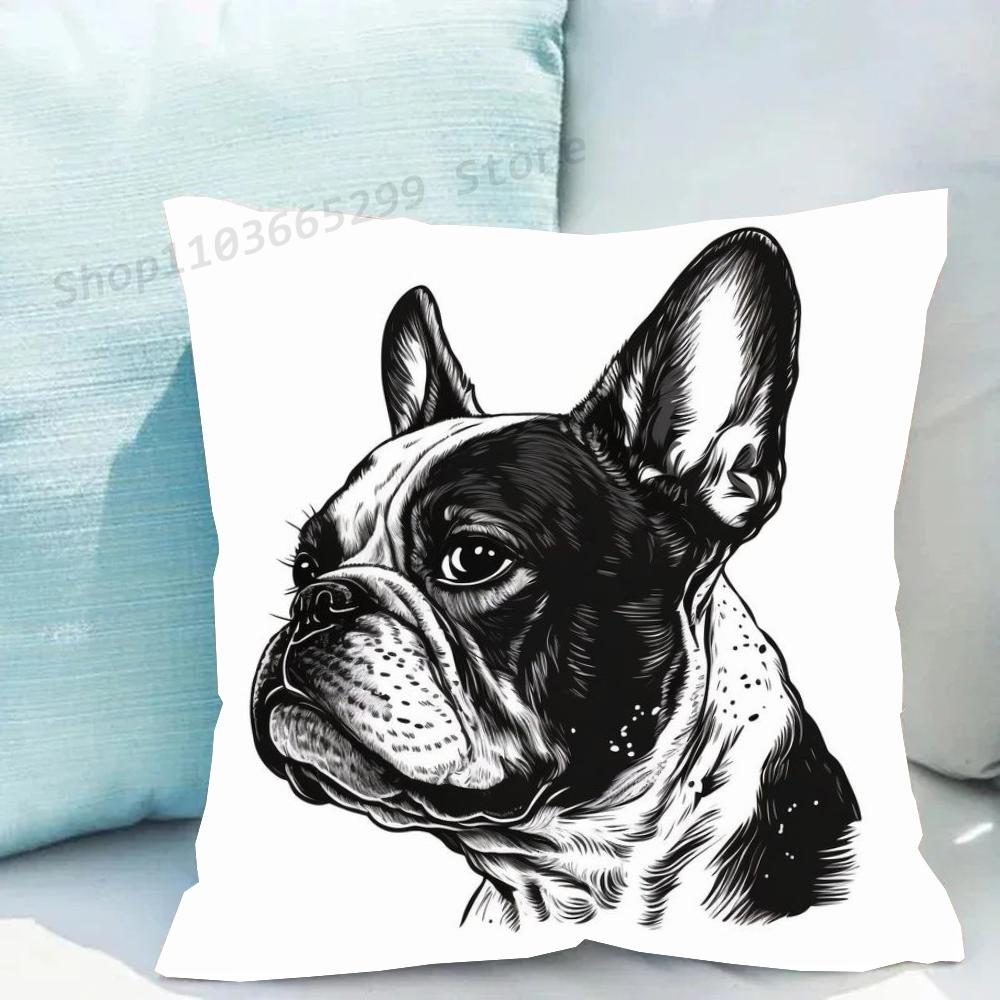 1pc Cute Pet Mini French Bulldog Pillow Case Square Bedroom Sofa Leisure Comfort Cushion Car Living Room Home Decoration