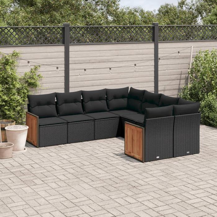 VidaXL Garden Lounge Set with Cushions 8 Pcs, Patio Sofas, Patio Furniture Set, Outdoor Furniture, Black 3228232