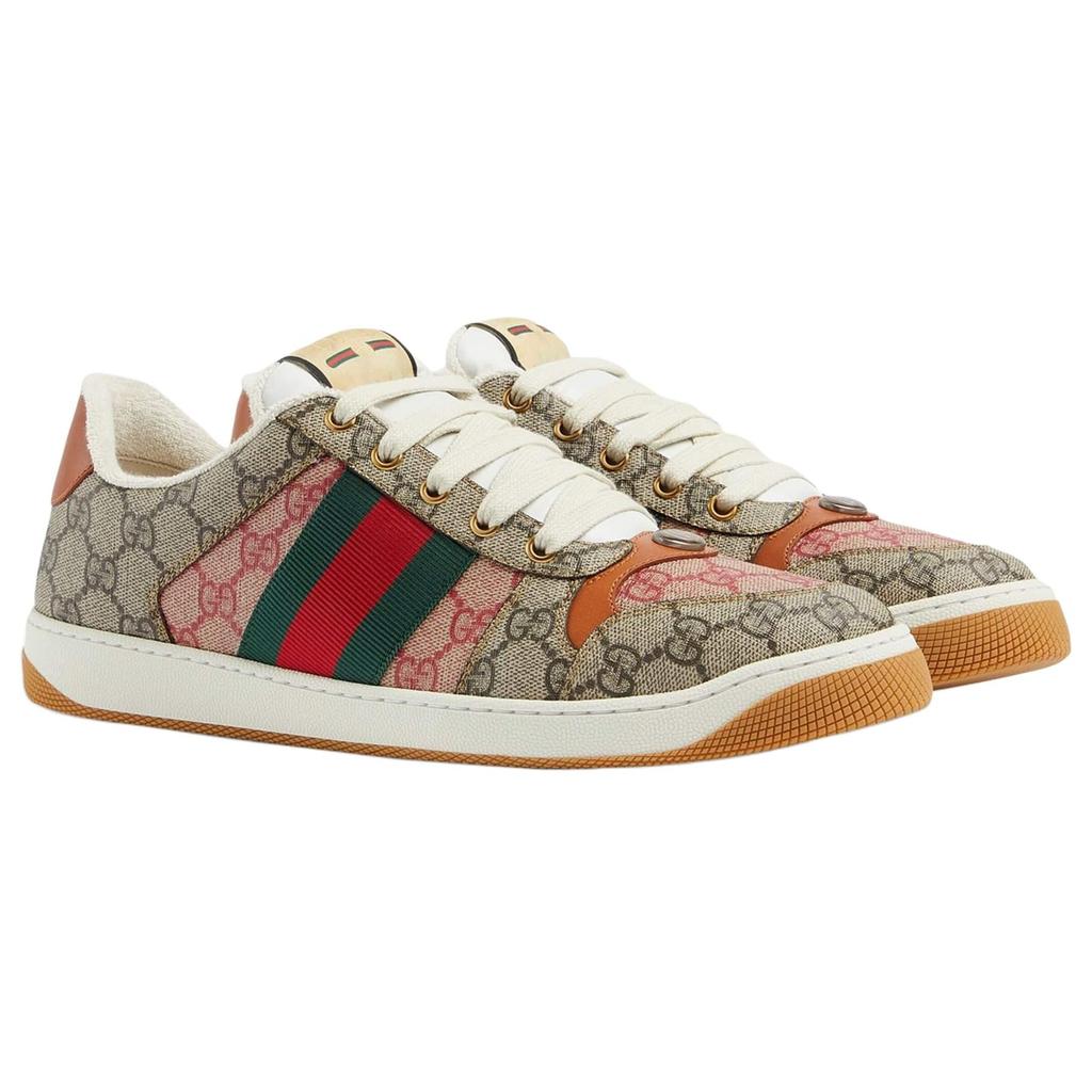 Gucci Screener Stylish Skateboarding Shoes Men's Ebony Beige 722605 FABFO 9791