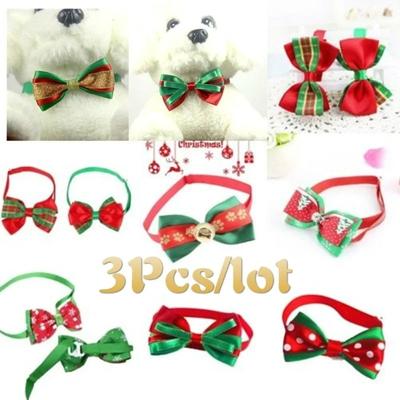 3 Pack Multi-Pattern Cloth Pet Collars Bow Tie Puppy Necklace Decoration Props Personalized Safe Novel Adjustable Random