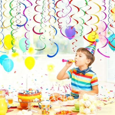 6 Stück Bunte Deckenwirbel Folien Dekorationen Plastik Hängende Spiralstreamer für Hochzeit Geburtstag Abschlussfeier Neujahrsparty Dekoration