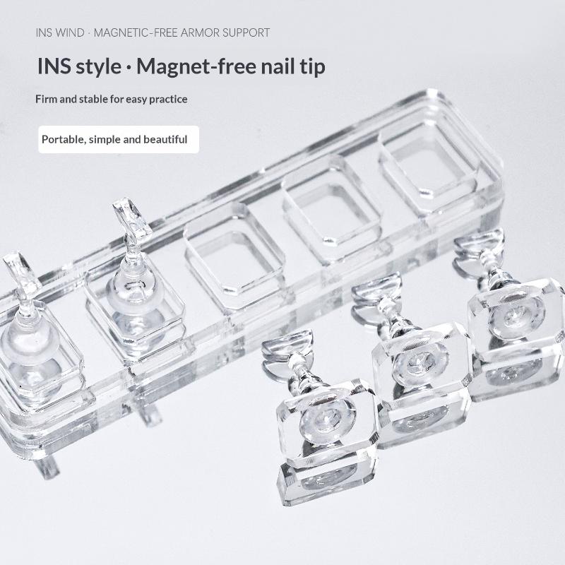Non-Magnetic Acrylic Nail Stand Nail Chess Nail Practice Stand False For Cat Eye Gel Press On Manicure Stand Tools