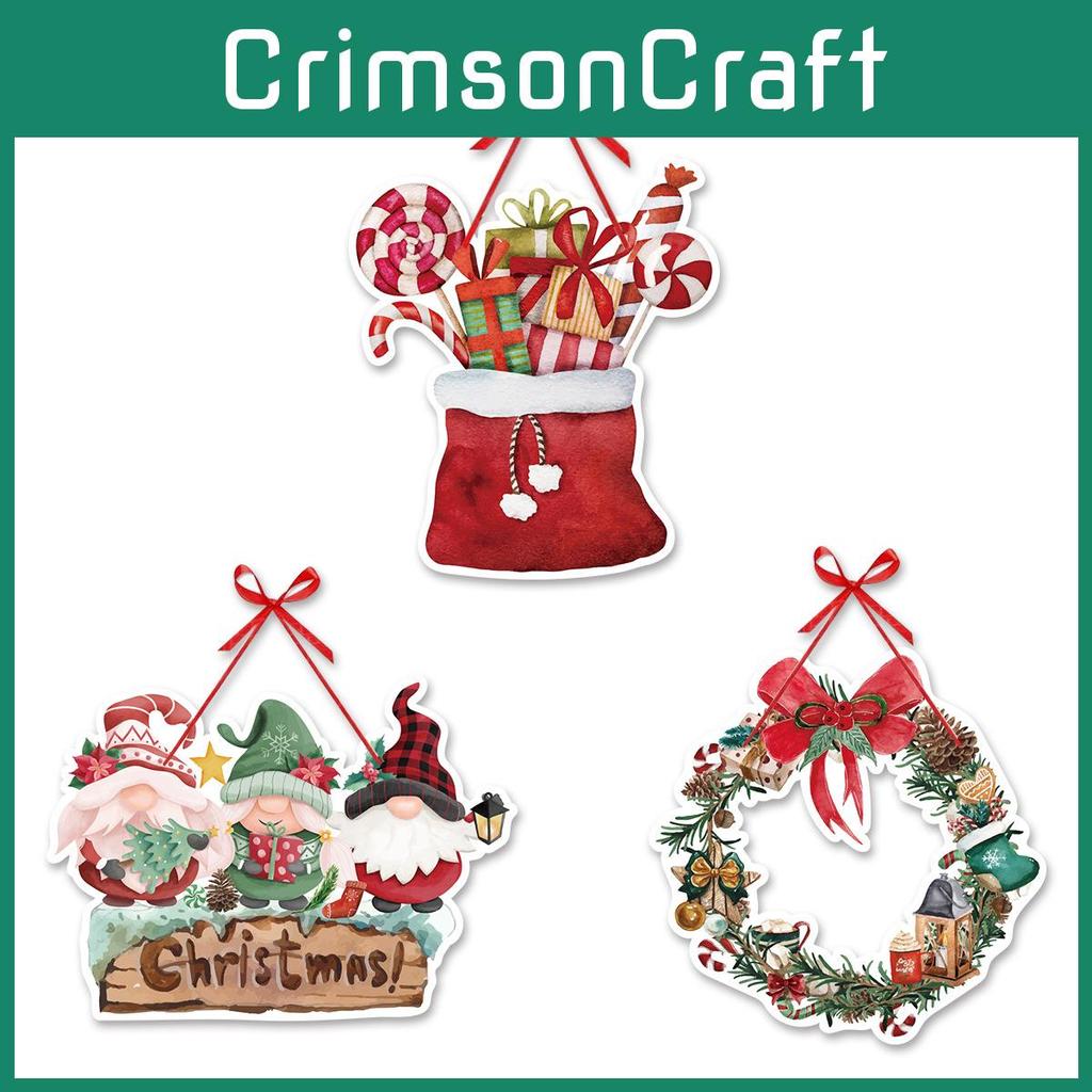 Christmas Festive Door Hanging Decor Accessories With Paper Flower Wreaths