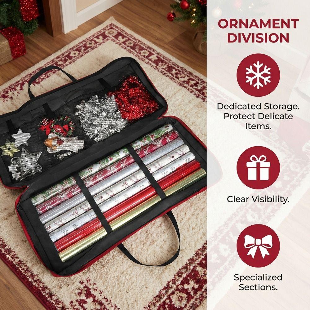Large Capacity Gift Wrap Storage Bag Zippered Gift Wrap Organizer  for Bows