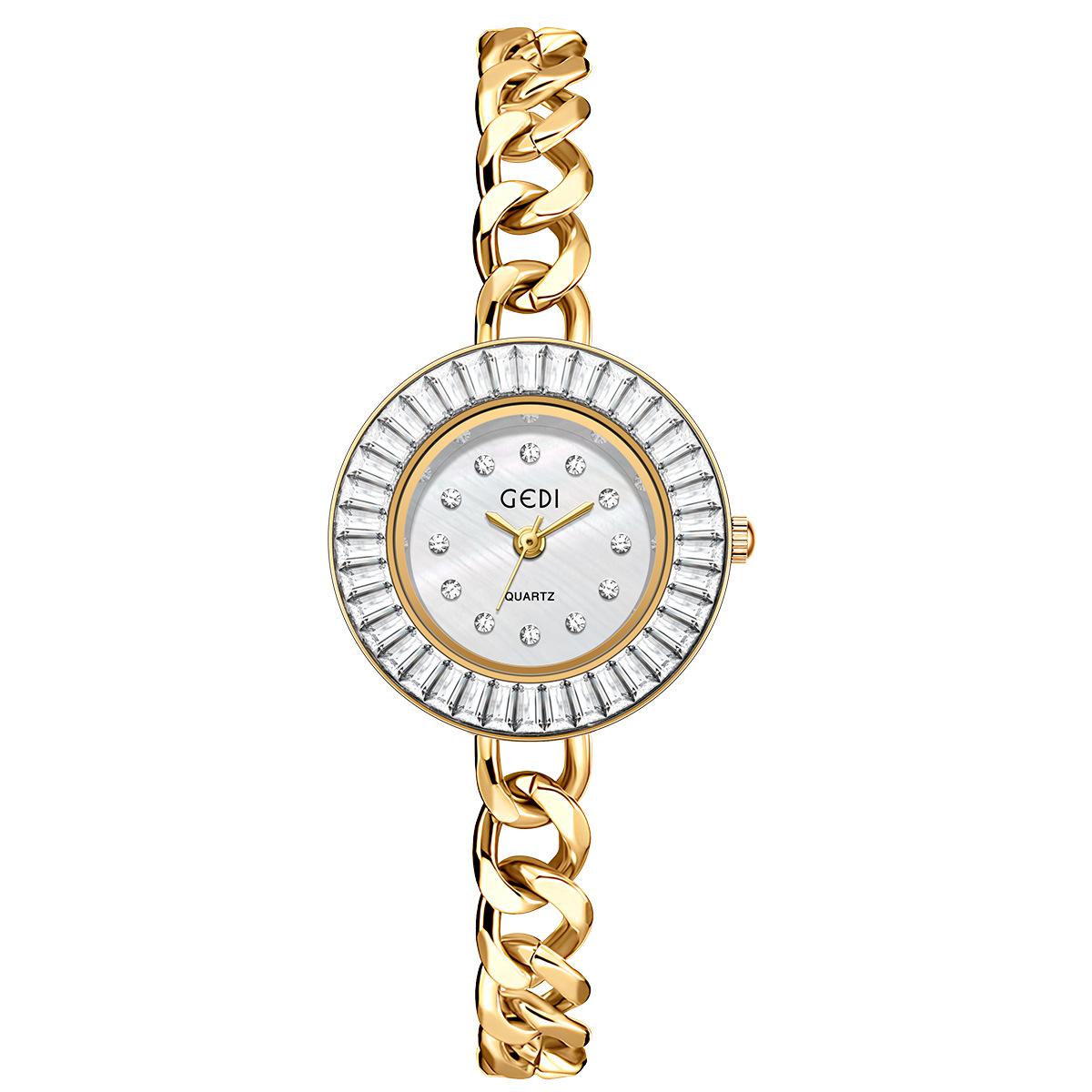 Ретро Изысканные Роскошные Золотые Женские Часы Нишевые Высококлассные Женские Кварцевые Часы с Лицевой Стороной  Фритиллярия