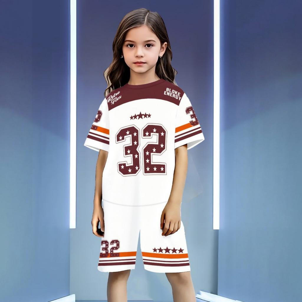 Kids Boys Girls Basketball Set Letter Print Short Sleeve Round Neck Top with Shorts for Sportswear