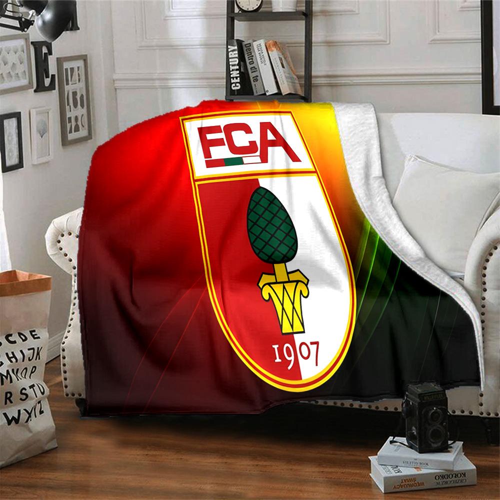 Augs-burg Football Crest Flannel Blanket, Soft Polyester, Modern Design, All-Season for Camping, Travel, Gifts for holidays or birthdays