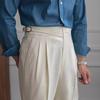 Herren High-Waist Straight-Leg Drape Hose - Britischer Stil Formal für Frühling & Herbst