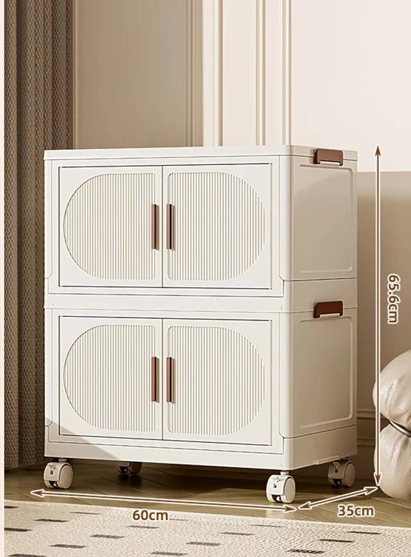 Folding Storage Box Storage Cabinet With Wheels Multifunctional Box With Pulley Household Sorting Wardrobe Organizer Container