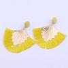 1 Pair Women Creative Bohemia Fringed Fan Shape Dangle Earrings Jewelry Gift for Party