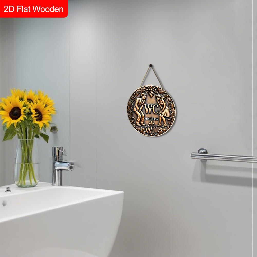 Retro Wooden Toilet Sign - Unique Bathroom Decorative Plaque - Ideal Hanging Ornament for Wall Decor