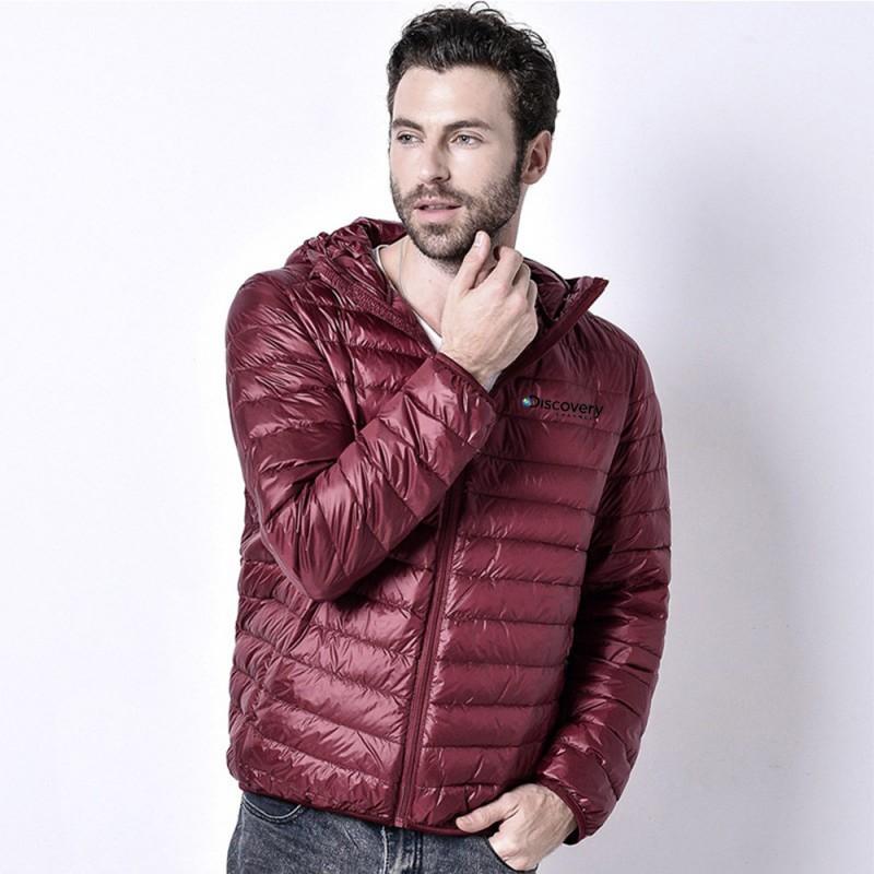Mens Lightweight Hooded Stand Collar Short Cotton Jacket Casual Winter Portable Coat