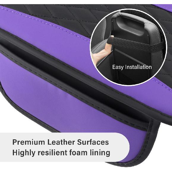 Leather Car Center Console Cover With Side Pockets,Stylish Car Decorations Interior Armrest Cover For Car Seat Organizer,Universal Center Console