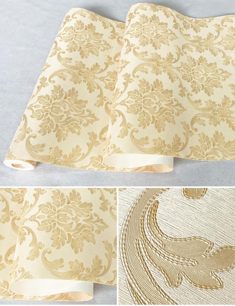 European Damascus Wallpaper Home Decoration 3D Floral Pvc Wallpaper Damask