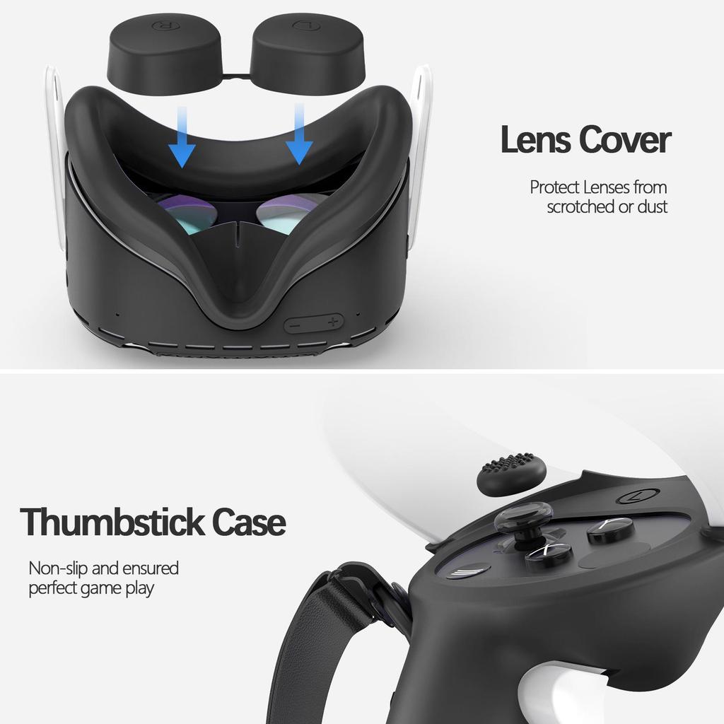 Five-Piece Silicone Protective Case Set for Meta/Oculus Quest 2: VR Controller and Main Unit Covers