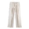 Spring 2026 Striped Fluffy Sleeve Shirt with Pleated Pants Set