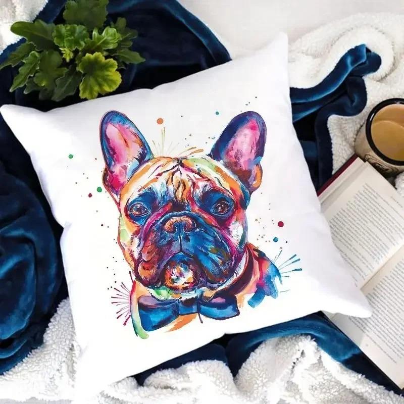 Dog Paw Print Watercolor Dog Pattern Pillow Cover Suitable for Home Hotel Car Cushion Cover Decorative Sofa Chair Pillow Cover