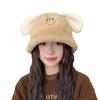 New Thick Plush Ears Puppy Fisherman Hat Warm Ear Protection Cold Basin Hat Cute Little Face Showing Hat for Women